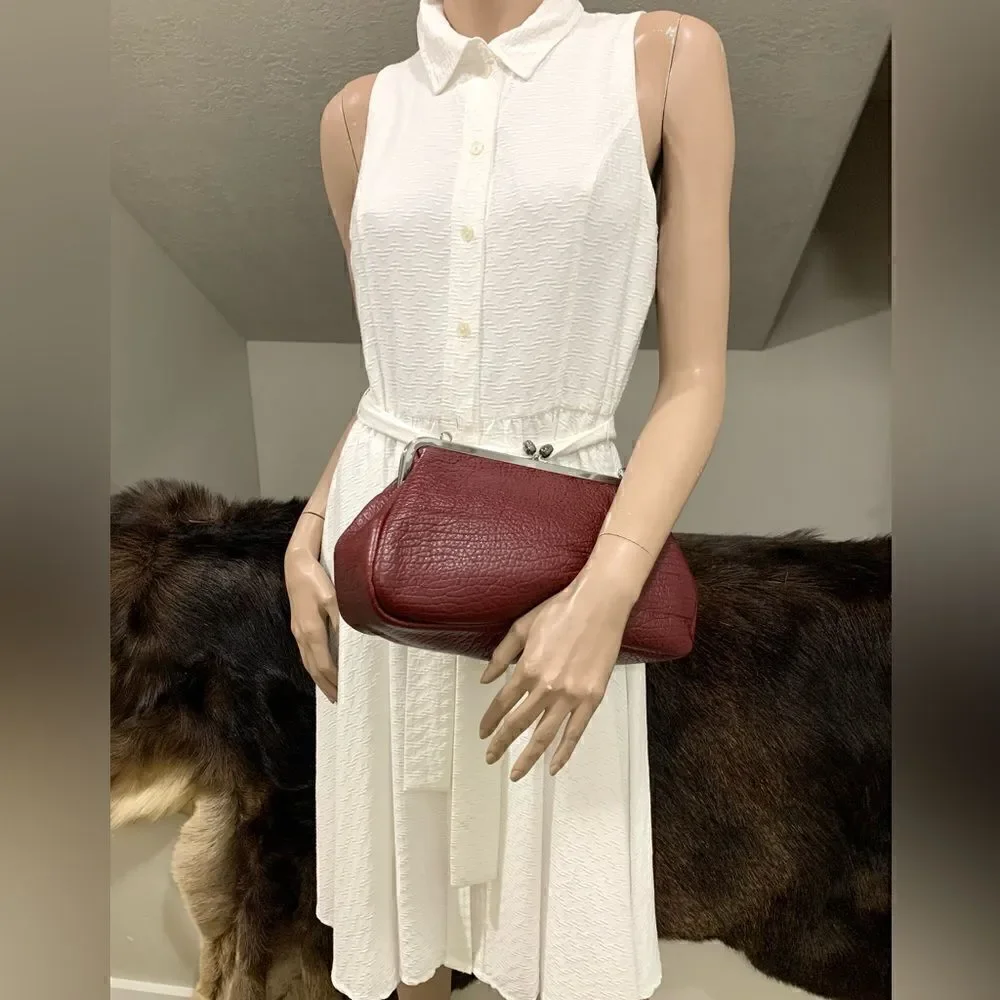 Handmade Genuine Premium Cowhide “Tulip” Kisslock Wristlet/Shoulder Bag